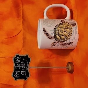 Honu Voyage Hawaiian Mug ABC Stores Sea Turtle Sea Shells White Blue Green